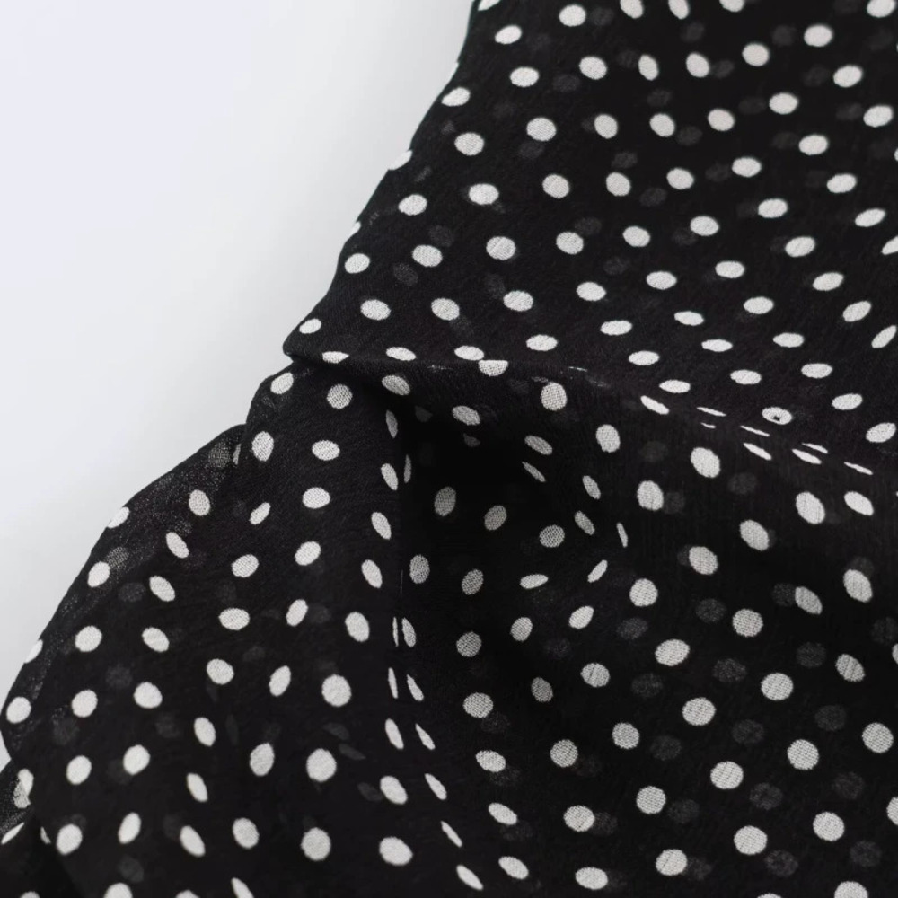 ZARA Polka Dot Sleeveless Halter Neck Top with Flowing Ribbons